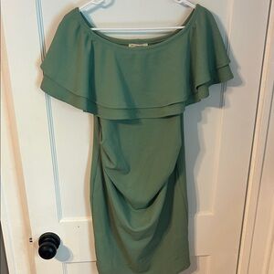 Pinkblush Green Off-Shoulder Mini Dress